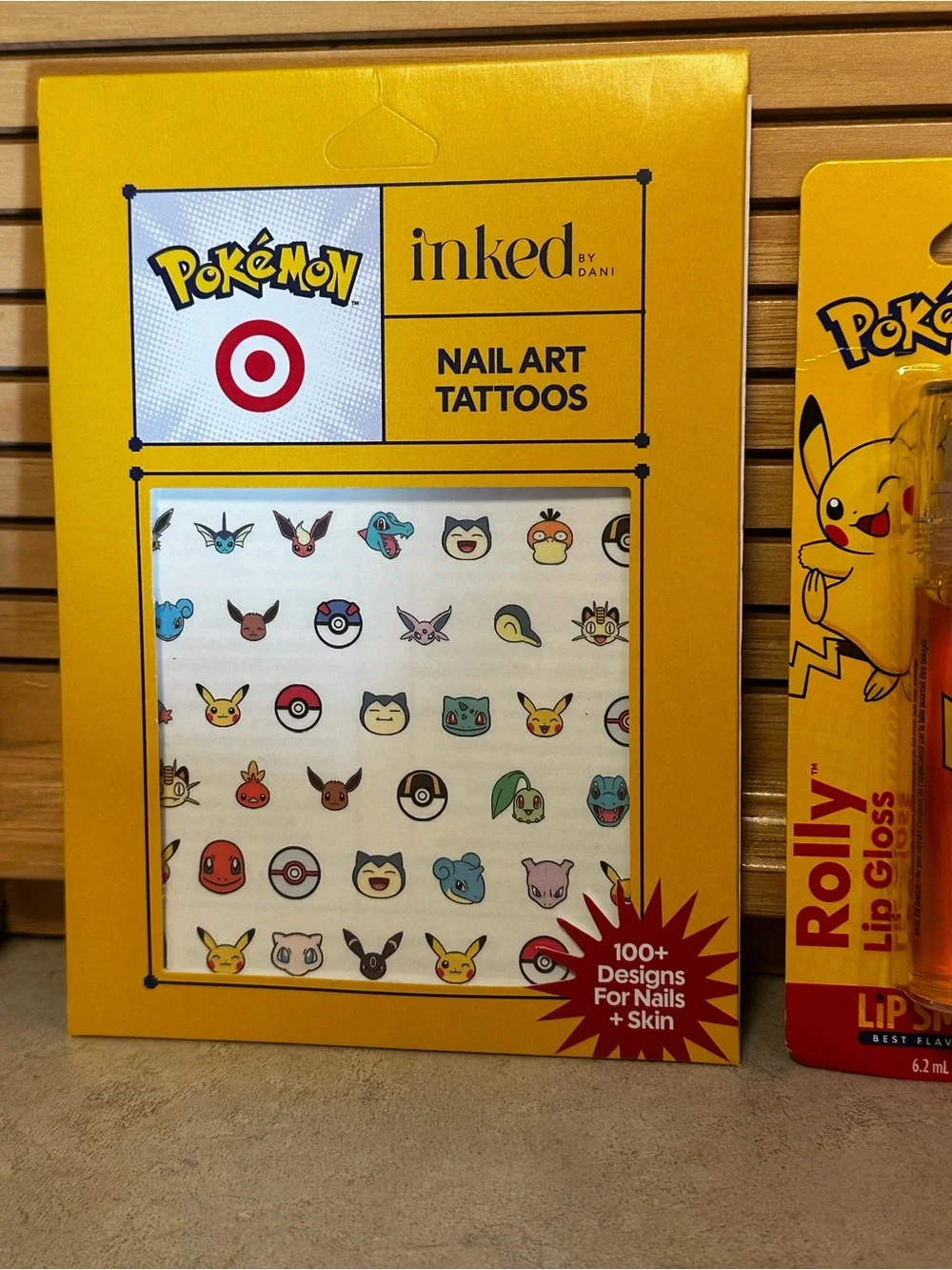 POKEMON x Target Likited Edition 2 packs of Nail art & 1 Rolly lipgloss